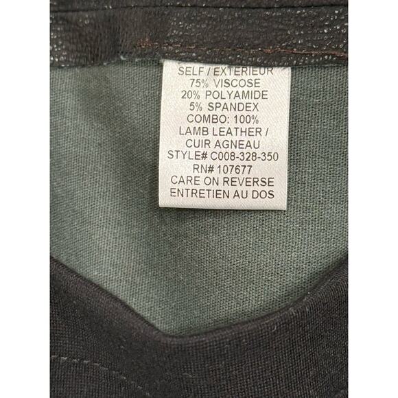 Alice + Olivia Mini Skirt Size 10 Lamb Leather Panel Mixed Media Ponte Black - Picture 7 of 8